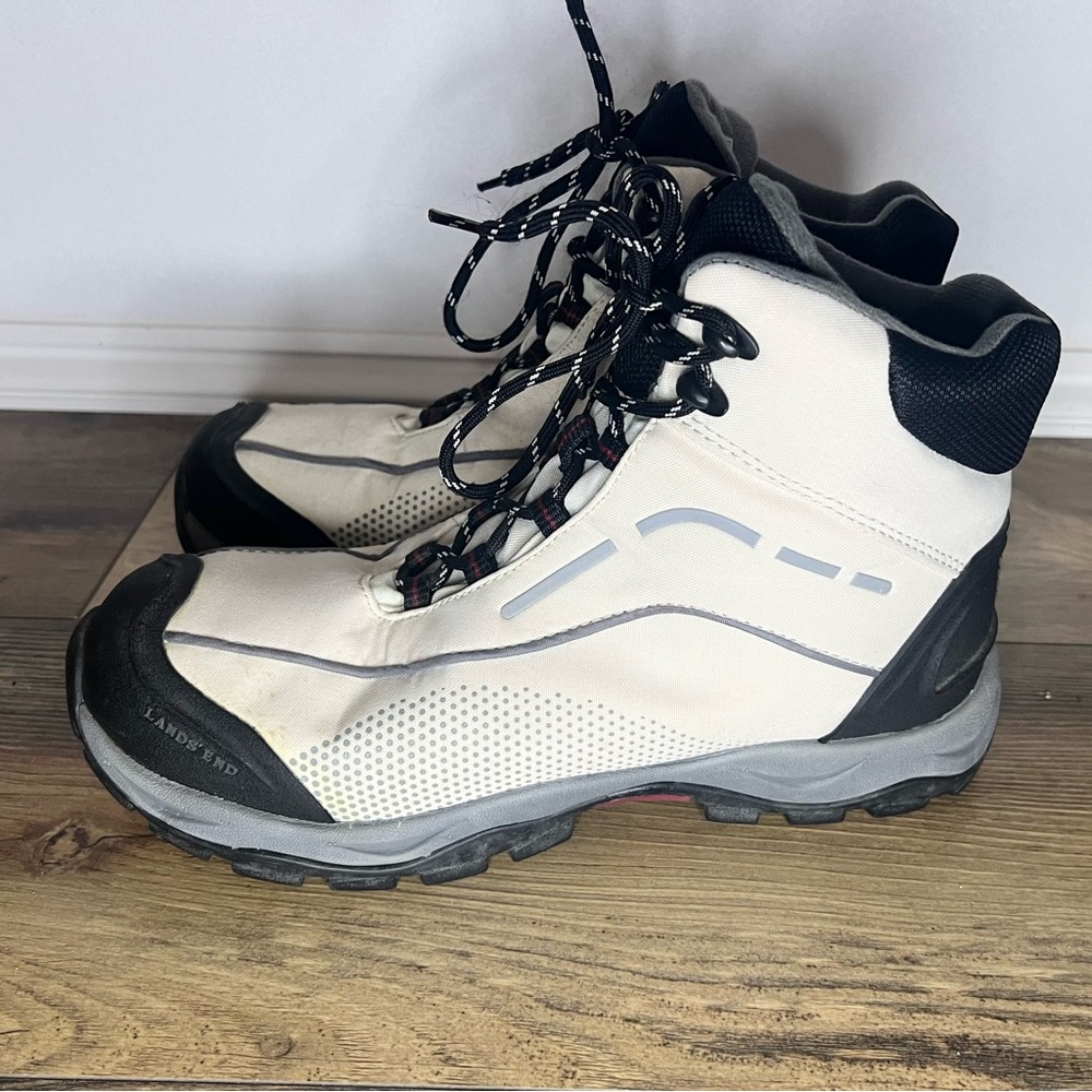 Lands End Cream/Black Winter Boots Insulated Hiking Winter Waterproof Women's 9B